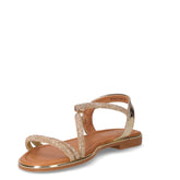 Sandalo in ecopelle e tessuto con strass oro | Boscaini Scarpe