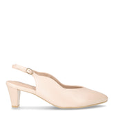 Slingback in pelle con tacco crema perlato | Boscaini Scarpe