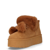 Stivaletto caldo in tessuto con platform cammello | Boscaini Scarpe