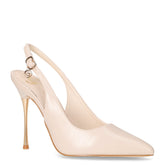 Slingback con tacco in ecopelle beige | Boscaini Scarpe