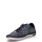 Sneaker in ecopelle traforata con zip blu scuro | Boscaini Scarpe