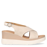 Sandalo con zeppa in pelle platino | Boscaini Scarpe