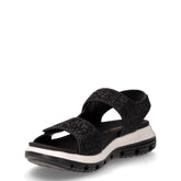 Sandalo sportivo in ecopelle con strass nero | Boscaini Scarpe