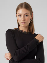 Maglia con pizzo in tessuto nero | Boscaini Scarpe