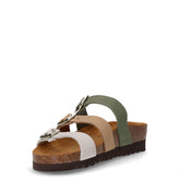 Hola ciabatta in pelle beige verde bianco | Boscaini Scarpe