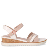Sandalo in ecopelle con zeppa rosa bianco - Sandali Con Tacco Donna | Boscaini Scarpe
