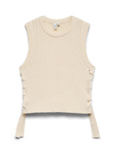 Top in maglia a coste senza maniche panna | Boscaini Scarpe
