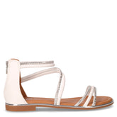 Sandalo in ecopelle e tessuto con strass bianco argento | Boscaini Scarpe