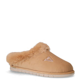 Ciabatta in tessuto con ecopelliccia beige | Boscaini Scarpe