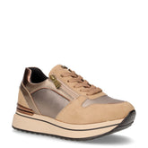 Sneaker in ecopelle e tessuto con platform tortora - Sneakers Donna | Boscaini Scarpe