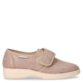 Pantofola in tessuto con strappo beige | Boscaini Scarpe