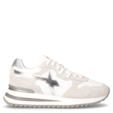 Tally sneaker in pelle e tessuto bianco argento - Sneakers Donna | Boscaini Scarpe