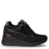 Sneaker in tessuto d ecopelle con zeppa nero | Boscaini Scarpe
