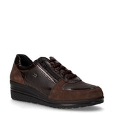 Scarpa sportiva in pelle con zeppa moro | Boscaini Scarpe