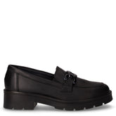 Mocassino in pelle con catena nero | Boscaini Scarpe