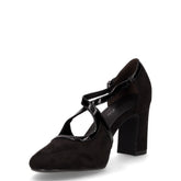 Décolleté in tessuto ed ecopelle nero | Boscaini Scarpe