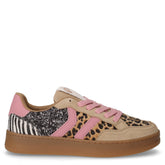 Sneaker in ecopelle e tessuto zebra rosa beige | Boscaini Scarpe