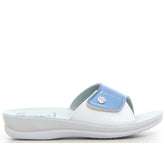 Ciabatta in ecopelle con strappo jeans bianco - Ciabatte Donna | Boscaini Scarpe