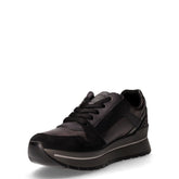 Sneaker in pelle con zeppa acciaio nero | Boscaini Scarpe