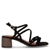 Sandalo in tessuto con tacco nero - Sandali Con Tacco Donna | Boscaini Scarpe