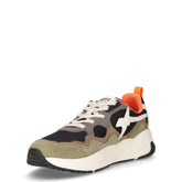Flik sneaker in pelle e tessuto militare marrone nero | Boscaini Scarpe