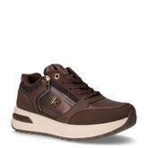 Sneaker in ecopelle e tessuto con zeppa marrone | Boscaini Scarpe