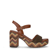 Sandalo con tacco con tessuto khaki - Sandali Con Tacco Donna | Boscaini Scarpe