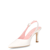 Décolletè slingback a punta in ecopelle bianco | Boscaini Scarpe