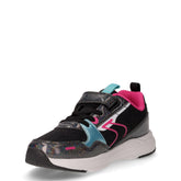 Sneaker in tessuto glitterato ed ecopelle bambina nero rosa | Boscaini Scarpe