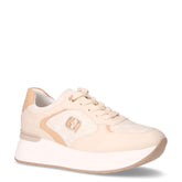 Sneaker in tessuto ed ecopelle con zeppa beige camel - Sneakers Donna | Boscaini Scarpe