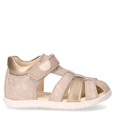 Macchia sandalo in ecopelle e pelle bambina beige platino | Boscaini Scarpe