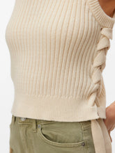 Top in maglia a coste senza maniche panna | Boscaini Scarpe