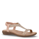 Sandalo basso in ecopelle con strass oro rosa | Boscaini Scarpe