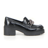 Mocassino con tacco nero vernice - Mid Season Sale Mocassini Donna | Boscaini Scarpe