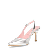 Décolleté slingback a punta in ecopelle argento | Boscaini Scarpe