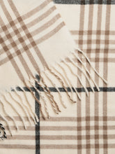 Sciarpa con frange in tessuto beige bianco | Boscaini Scarpe