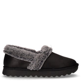 Cozy up pantofola con pelo in ecopelle nero | Boscaini Scarpe