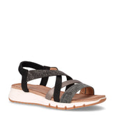 Sandalo in ecopelle e tessuto nero | Boscaini Scarpe