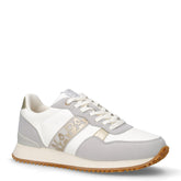 Sneaker in tessuto ed ecopelle bianco grigio oro | Boscaini Scarpe