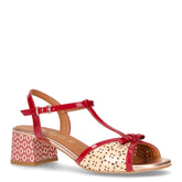 Sandalo con tacco in ecopelle rosso beige - DU SIMON | Boscaini Scarpe