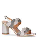 Sandalo in ecopelle con strass e tacco argento - Sandali Con Tacco Donna | Boscaini Scarpe