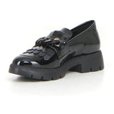 Mocassino con frangia e catena nero | Boscaini Scarpe