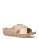 Ciabatta con zeppa in ecopelle sabbia | Boscaini Scarpe