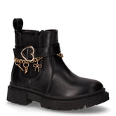 Stivaletto in ecopelle con catena e charms bambina nero | Boscaini Scarpe