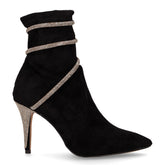 Tronchetto in tessuto scamosciato con strass nero | Boscaini Scarpe