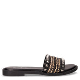 Ciabatta in rafia ed ecopelle nero - TOO LIKE | Boscaini Scarpe