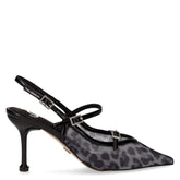 Slingback in tessuto ed ecopelle con tacco nero | Boscaini Scarpe