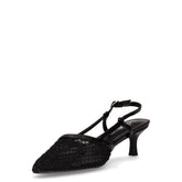 Slingback in ecopelle e tessuto con tacco nero | Boscaini Scarpe