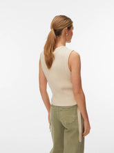 Top in maglia a coste senza maniche panna | Boscaini Scarpe