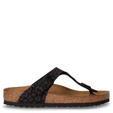 GIzeh ciabatta infradito in pelle nero leopardato | Boscaini Scarpe